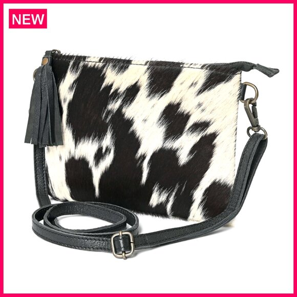 Genuine Cowhide Hair On Crossbody Bag with Adjustable Detachable Strap